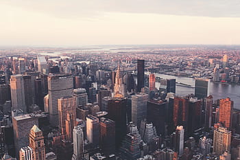 foto skyline kota, new york, gedung chrysler, nyc, manhattan, skyline, bangunan, pusat kota, kota, lanskap kota, perkotaan