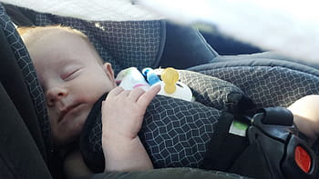 baby, sleeping, grey, vehicle booster seat, newborn, infant, sleep, asleep, childhood, girl, little
