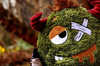 selective, focus photography, monster puppy, monster, stuffed animal, funny, plush, toys, figure, creature, fun