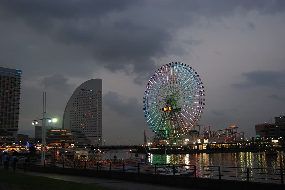 yokohama, nás online obchod, ruské kolo, park, zábava, tal, nebe, festival, barvitý, veletrh, personál
