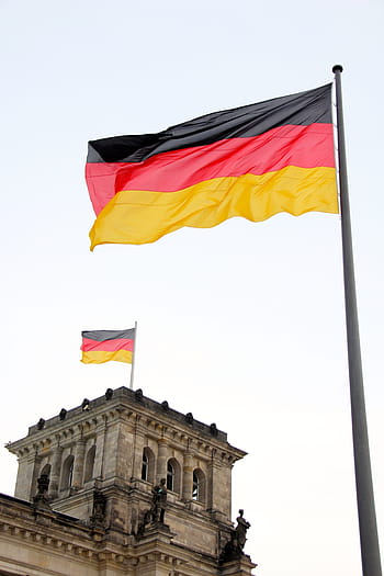 yellow, red, black, flag, berlin, germany, flutter, reichstag, capital, building, bundestag
