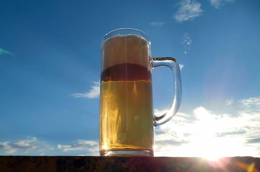 pivo, napít se, občerstvení, alkohol, pivní sklo, sklenka, alkoholik, prospěch z, letní, večírek, slavit