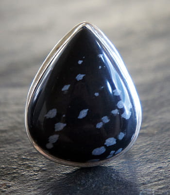 sněhová vločka obsidián, Černá, bílý, puntíkovaný, slza, stříbrný, kov, šperky, klenot, kámen, drahokam