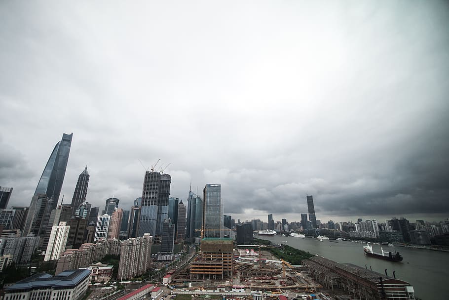 lu jia zui, shanghai, clouds