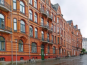 flensburg, lodní most, mostní silnici, fasády, rezidence, komerční budovy, obnovena, architektura, budova, okno, fasáda domu