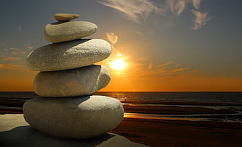 pile, stones, sunset, seashore, feng shui, zen, texture, material, graphic, design, fengshui