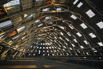 wide, angle shot, one, main, wooden, buildings, wide angle, shot, Chatham Dockyard, Kent, architecture