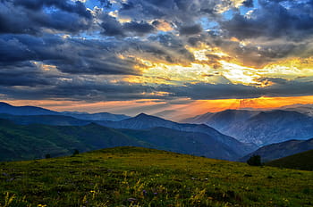 pohoří, šedá, mraky, krocan, Příroda, krajina, kaçkars, přírodní krůta, příroda krajiny, tráva, hora