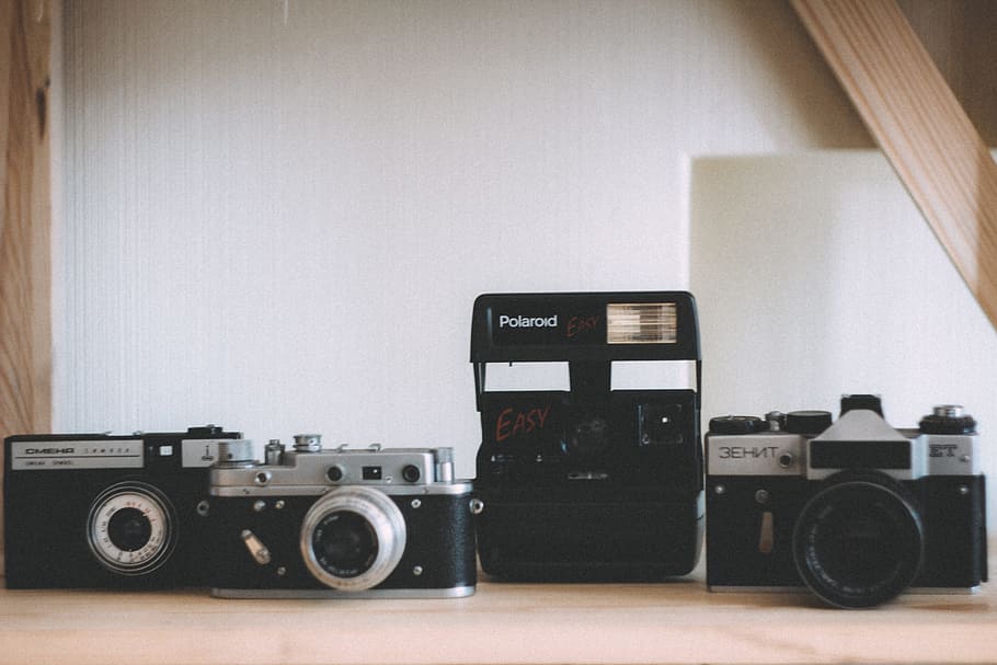 Polaroid, Fotoaparát, slr, vinobraní, stará škola, objekty