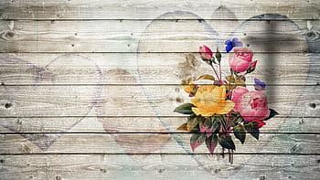 yellow, pink, flower painting, brown, wooden, board, mourning, obituary, heart, die, death