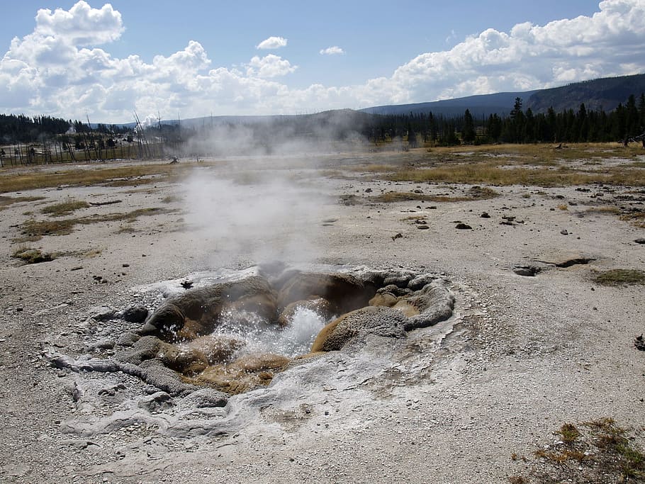 Yellowstone National Park, Wyoming, Usa, landscape, scenery, tourist attraction, erosion, steaming, geyser, nature, volcanic
