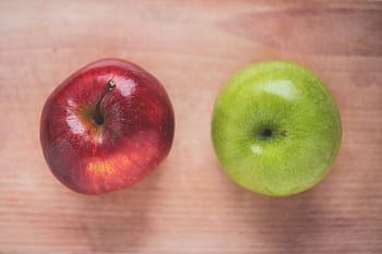 food, fruits, apples, row, red, green, wood, table, top, view, shine