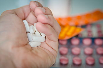 oblong, blanc, pilules de médicaments, la personne, main, médicaments, guérir, comprimés, pharmacie, médical, la maladie
