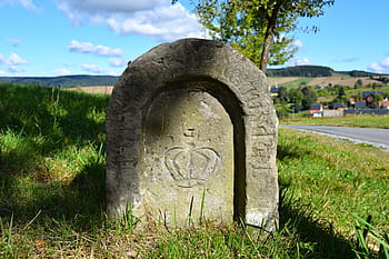 milník, kámen, koruna, historicky, starý, mezník, označit, Dějiny, Paměť, rozcestník, Sasko