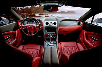 Červené, kůže, interiér, auto, bentley, gt, kupé, bohatý, automobil, luxus, design