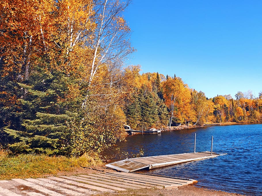 Lago, Desembarco, Muelle, Paisaje, otoño, vacaciones, agua, naturaleza, viajar, temporada, pacífico