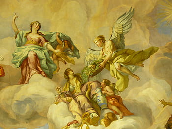 angels, cloud painting, mural, fresco, artwork, historically, painting, church, art, religion, dome