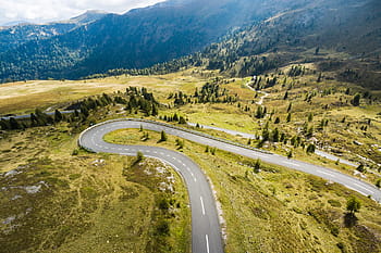 Incrível, Estrada, Puro, Natureza, aérea, vista aérea, outono, olho de pássaro, carros, dirigir, motoristas