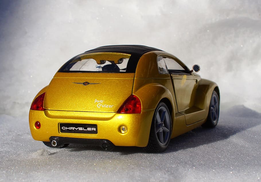 model car, chrysler, cruiser, model, auto, toys, sports car, vehicle, gold