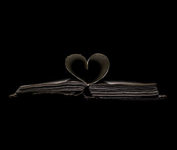 bílý, hnědý, otevřeno, rezervovat, srdce, papírové srdce, hymnusová kniha, milovat, tvar srdce, romantika, den svatého Valentýna - dovolená