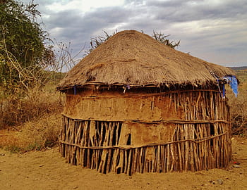 hnědá chata nipa, chata, obydlí, Afrika, rustikální, cestovat, kmen, venkovský, Domov, dálkový, Afričan