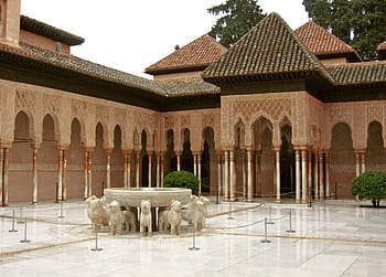 Alhambra, Granada, Andalusia, Spain, source, fortress complex, architecture, monument, patio, lions, heritage