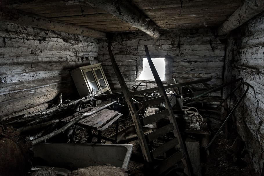 the interior of the, crash, old house, destroyed, abandoned, cottage, village