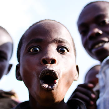 boy, opens, mouth, widely, open, eyes, burundi, face, surprised, portrait, color