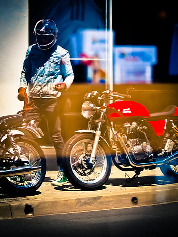 motor, motocykl, cestovat, muž, lidé, chlap, jezdec, helma, chodník