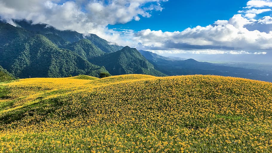 Fuli, hills, mountains, cloudy, sky