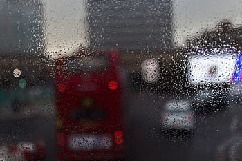 autobus rosso pioggia, autobus rosso, autobus, pioggia, rosso, trasporto, auto, strada, traffico, goccia di pioggia, defocused