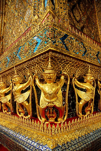 Wat Phra Tempel, Tempel des Smaragdbuddhas, Gold, thailändische Kunst, Thailand, Buddhist, uralt, Essen, Bangkok