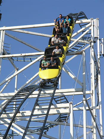 group, people, riding, roller coaster, daytime, Rollercoaster, Amusement Park, Fun, Ride, fast, tracks