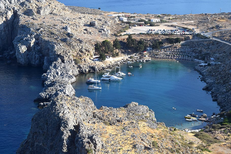 st paul's bay, lindos, rhodes, greece