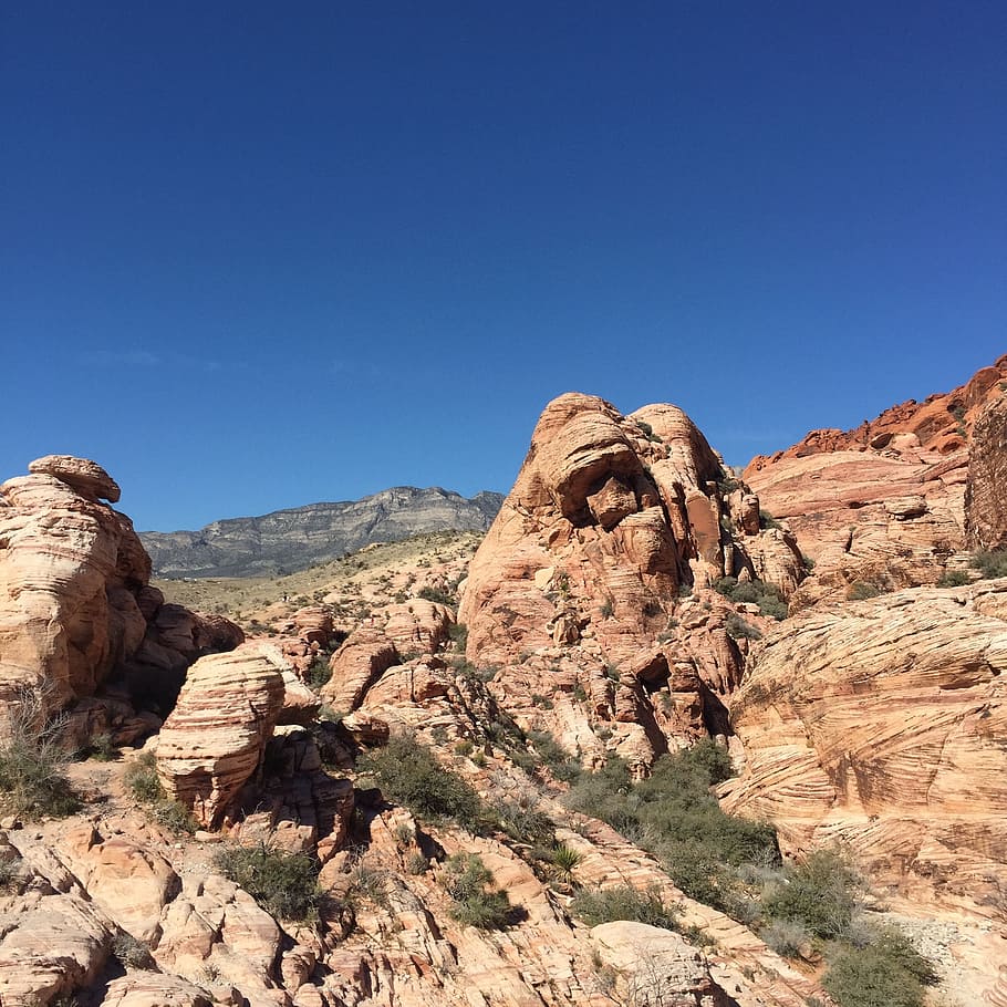 united states tourism, red rock canyon park, blue sky, red, rock