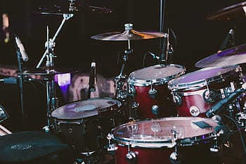 red drum set, drum set, drums, musical instruments, drum - percussion instrument, drum kit, cymbal, music, arts culture and entertainment, musical instrument, recording studio