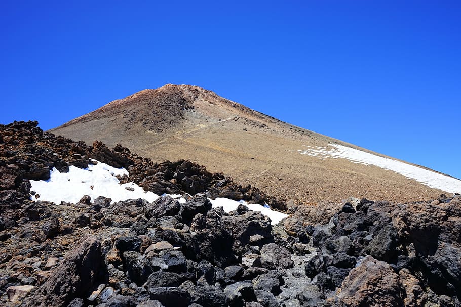 teide, volcano, mountain, summit, lava, lava flow, basalt, pumice stone, pico del teide, teyde, teide national park
