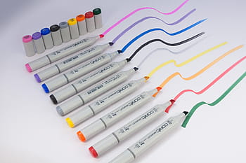assorted markers, marker, felt tip pens, writing implement, character device, colorful, color, leave, draw, sketch, graphic design