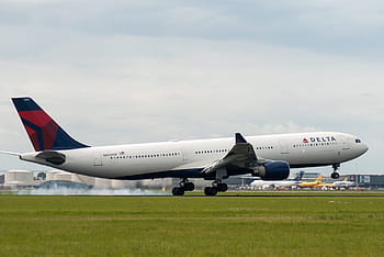 delta pianura commerciale, aereo, delta, linea aerea, pista di decollo, Schiphol