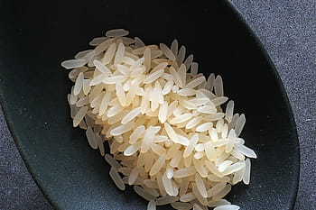 rice, black, bowl, spoon, spoon rice, eat, food, rice dish, benefit from, wooden spoon, cooking enjoyment