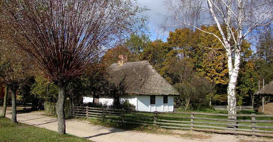 sierpc, Polsko, skanzen, krajina, památník, venkovská chata, etnografie, venkovské architektury, podzim