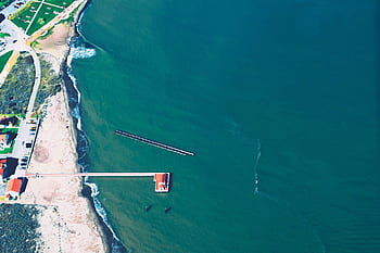 morze, ocean, woda, fale, Natura, antenowy, widok, lato, Wybrzeże, plaża, Ośrodek wczasowy