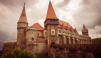 brown, concrete, castle, thick, clouds photo, hunedoara, medieval, transylvania, fortress, historical, fortification