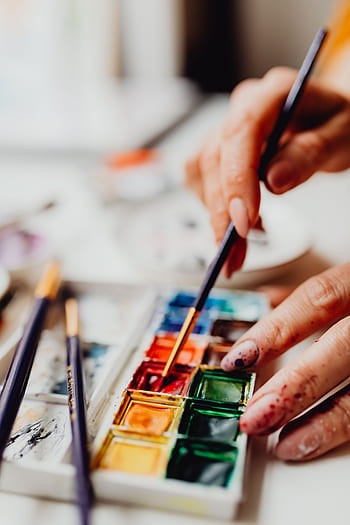 aquarelas, pintura, mulher, passatempo, cores, arte, pintor, criativo, pincel, tintas