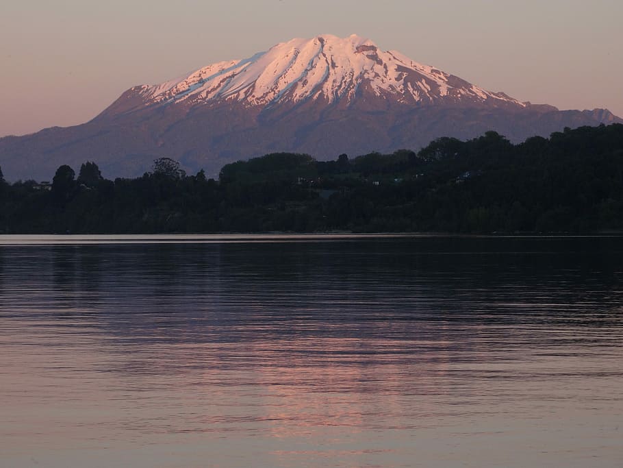 jezero llanquihue, sopka calbuco, krajina, klidný, hora, odraz, scén, jezero, krása v přírodě, nikdo