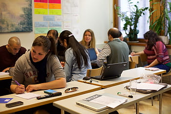 dospělý, vzdělání, skupina, třída, lavice, uvnitř, Setkání, univerzita