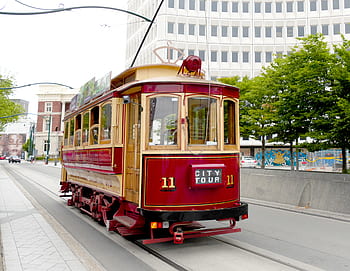 トラム11、 ボックスカー、 クライストチャーチ、 ベージュ、 路面電車、 シティ