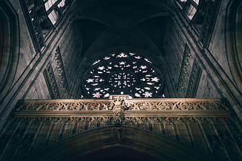 low, angle photography, gray, building, cathedral, interior, view, architecture, infrastructure, church, history