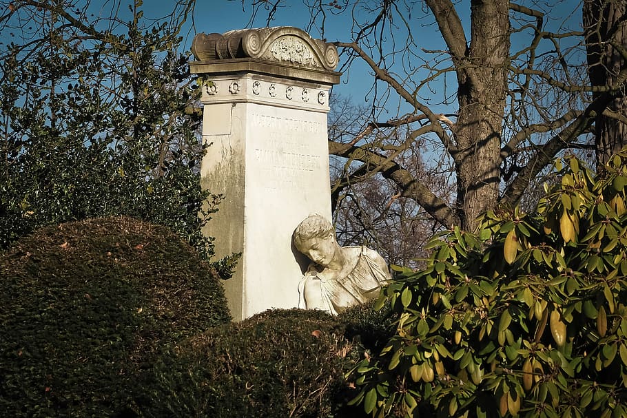 hřbitov, hrob, náhrobek, hřbitov, hrob, hroby, smutek, ornament, melancholický, sochařství, postava, socha