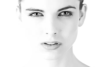女性、 面、 肖像画、 モデル、 肌、 化粧、 若い女性、 閉じる、 モデリング、 スタジオ撮影、 モノクローム